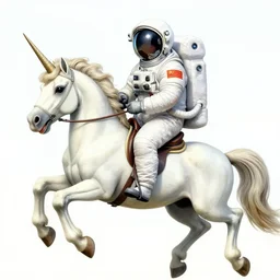 astronaut riding a unicorn by nicolas delort, highly detailed, moebius, victo ngai