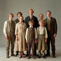 sharp,  detailed, 36864k film, 175000mm film still from a sci fi blockbuster color movie made in 2019, set in 1860, of a family standing in a park, next to some strange alien plants and flowers, on an alien planet, the family are all wearing 1860s era clothes, good lighting, 280mm f/1.4L lens