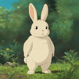 a humanoid rabbit character in the style of studio ghibli, character art, trending on artstation