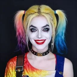 portrait of harley quinn in a usual fashion makeup