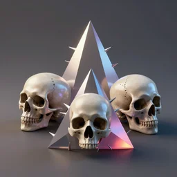 triangles, thorns, skulls, hyperprism, volumetric light high detail, 4 k