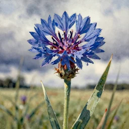 watercolor of a corn flower by Emil Nolde