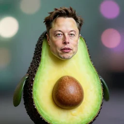 8 5 mm photography of elon musk!! dressed as an avocado!! dof and bokeh