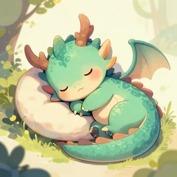 sleeping cute little dragon, fantasy art illustration, trending on artstation