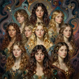 fantastic extraordinary beautiful women into fluid reality through psychedelic demensions, mid shot, norman rockwell, tim hildebrandt, viktor safonkin, dariusz zawadzki, bruce pennington, larry elmore, intricate details, hyperrealistic oil painting on canvas, deep depth field