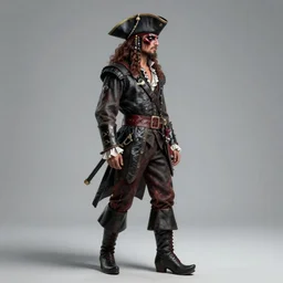 Full body profile of Male Victorian Gothic Pirate, hd, intricate, bloodborne, 8k, digital art