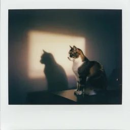 the cat who watches netflix, polaroid photo