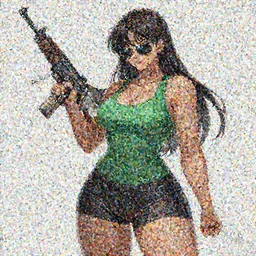 an sketch art of beautiful curvy anime girl with an athletic feminine body in a green tank top with black shorts and aviator classic sunglasses holding an m 4 assault rifle by gainax studio, long hair, anatomically correct, tanned body, confident facial expression, white background, highly detailed, digital painting, artstation, concept art, illustration