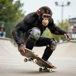 human ape scateboarding, realistic, 4 k