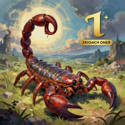 humanized version of the zodiac sign of the Scorpion, fantasy drawing, colorful, concept art, artstation winner, procreate, high energy