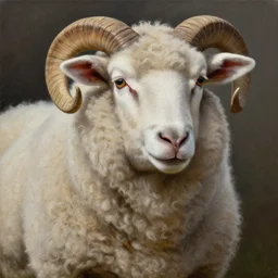 anthropomorphic ryan as a sheep, oil on canvas, intricate, portrait, 8 k highly professionally detailed, hdr, cgsociety