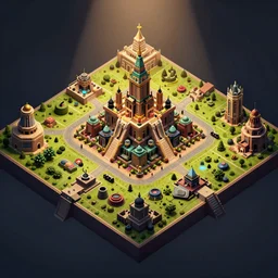 isometric rpg map a beautiful hidden city, hyper detailed, hyper realism, rendered in octane, 8 k, dramatic lighting, rpg concept art, alejandro jodorowsky, goddard
