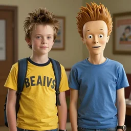 a detailed movie still of beavis and butthead as played by their lookalike teenage actors