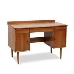 mid-century rolltop desk, 8k product photo, isolated on a pure white background, centered, entire object in frame, sharp focus, soft studio lighting