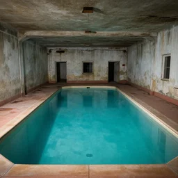 abandoned underground hotel pool,