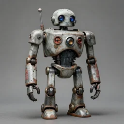 grunge robot with decals by ashley wood