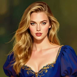A beautiful portrait of a Karlie Kloss, frontal, digital art by Eugene de Blaas and Ross Tran, vibrant color scheme, highly detailed, in the style of romanticism