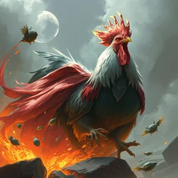 super power, chicken, overdetailed art, by greg rutkowski, magic