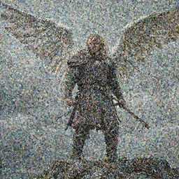 an viking invading an angel alone, professional photography, detailed, realistic version of the style Greg Rutkowski, 4k resolution, atmospheric, breathtaking