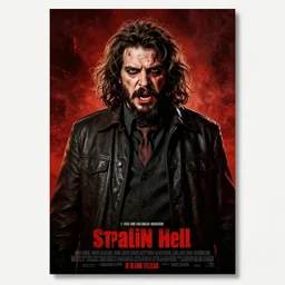 movie poster, stalin in hell, scary poster in color, poster in 4 k
