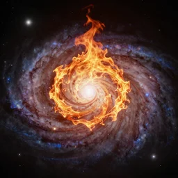 a steaming ball of fire twirling around in the galaxy, digital art