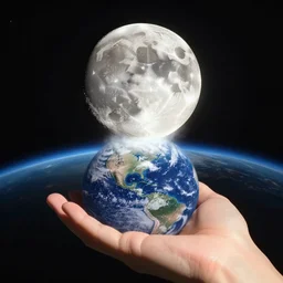a handheld photo from earth of the moon blowing up