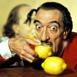 a lemon eating another lemon, salvador dali, horror