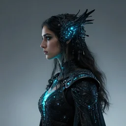 masterpiece side profile concept art, maya ali sorcerer, gloomhaven, highly detailed, luminescent, by ilya kuvshinov, magali villeneuve, jeremy lipkin, michael garmash, rob rey, award winning photography, studio lighting, photo realistic