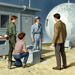 “1950s science fiction book cover illustration”