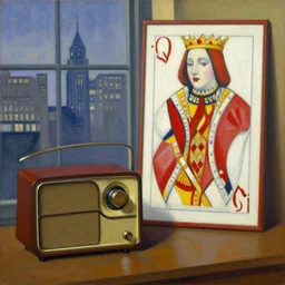 radio, city, queen of hearts, painting, by edward hopper