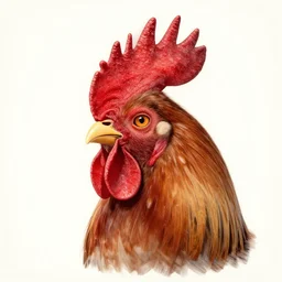 rooster headed cat illustration, detailed