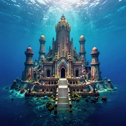 abandoned lost city of Atlantis under water , vibrant colors, Smooth gradients, photorealistic, 8k, HDR, Cinema, cinematic