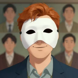 a cinematic portrait of the happy mask salesman, half - moon eyes, ginger, art by lois van baarle and loish and rossdraws and sam yang and samdoesarts and artgerm and saruei, digital art, highly detailed, intricate, sharp focus, trending on artstation hq, deviantart, unreal engine 5, 4 k uhd image