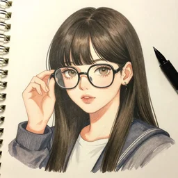 lisa with glasses, cozy drawing, anime art, trending on pixiv