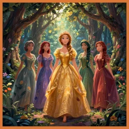 girls in enchanted forest by disney concept artists, blunt borders, rule of thirds