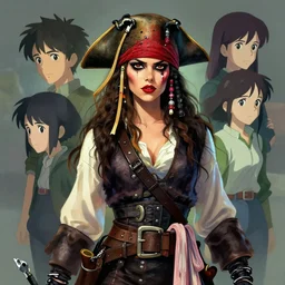 female pirate, red makeup, behance hd artstation, style of jesper ejsing, by rhads, makoto shinkai and lois van baarle, ilya kuvshinov, ossdraws