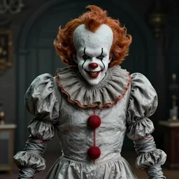 Jim Carrey as pennywise the clown, epic full shot, cinematic lighting, sharp focus, octane render, highly detailed, very realistic, photorealistic, Artstationhd, 8k, award winning on Artstation, hyper detailed, hyper realistic