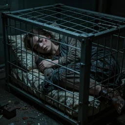 Someone who has to sleep in a metal crate because her dreams connect with the paranormal and incite unwanted terrors into his life that cross over into the real world cinematic, hbo, dramatic, ARRI, 4k, highly detailed,
