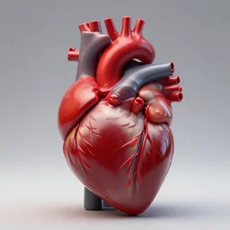 ultra realistic heart model beating, shiny red color,