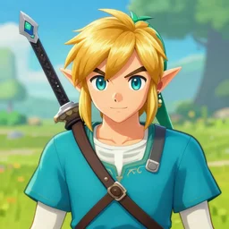 an in game portrait of link, mii art style.