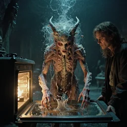 the strange creature in the oven, water caustics, film still from the movie directed by denis villeneuve and david cronenberg with art direction by h. r. giger and heavenlydaemonic
