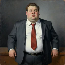 surreal surrealism surrealist painting of a fat businessman