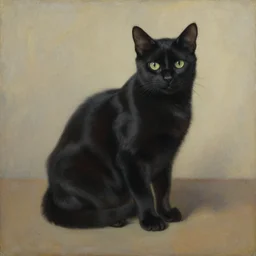 a black cat in the style of gertrude abercrombie