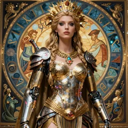 hyper realistic photography of baroque renaissance cyberpunk cyborg warrior queen amazon cinematic, brom, mucha, moebius juan gimenez artstation cgsociety full shot