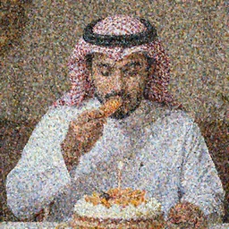 Masterpiece Portrait of carrot top, Eating birthday cake, dressed  thobe, Ghutra and Egal