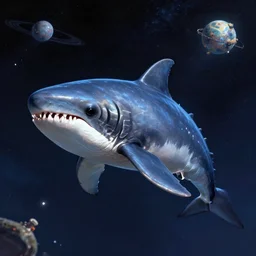megalodon in space , digital art , hyperdetailed , trending on artstation , CGSociety