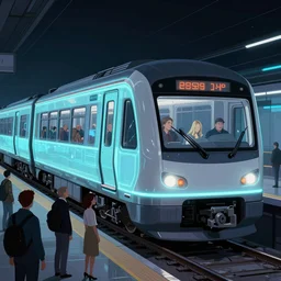 a luminescent cyberpunk train by paolo eleuteri serpieri and tomer hanuka and chesley bonestell and daniel merriam and tomokazu matsuyama, unreal engine, high resolution render, featured on artstation, octane, 8 k, highly intricate details, vivid colors, vector illustration