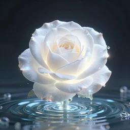 magic palace, rose, white, luminous water, magic, realism, redshift rendering, 3 d, super detail, lifelike, 8 k, masterpiece, functional, art station, extreme long shot