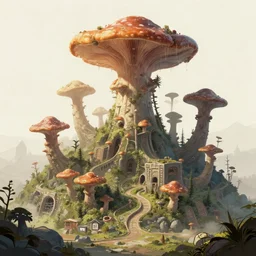 fungus forest city, trending on artstation