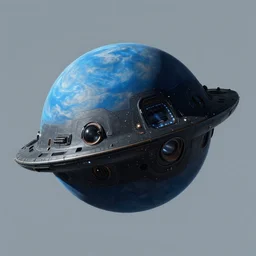 a triple a game concept art of a black torus - shaped spacecraft floating near a blue exoplanet, art by cushart krentz and greg rutkowski, elegant, sharp focus, morandi color scheme, fantasy style, illustration, high quality, digital art, hyperrealism, octane render, commission art